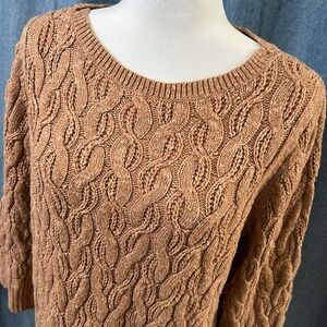 J. Jill Classic Cotton cable knitted Sweater Women's Size Large Tan Brown